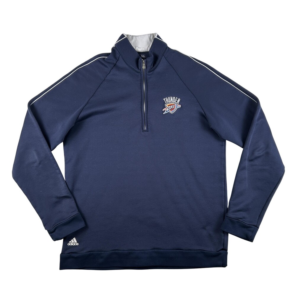 Oklahoma City Thunder Sweatshirt Mens Medium Blue NBA Basketball Adidas Qtr Zip
